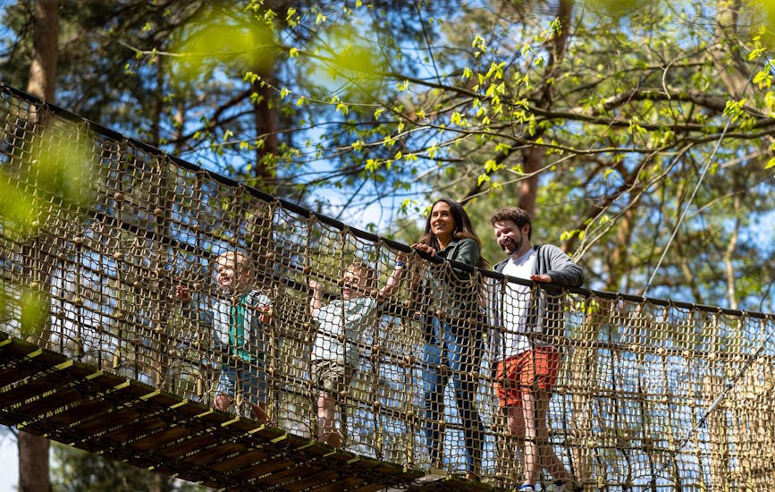 A family cross the Broken Bridge in Norfolk