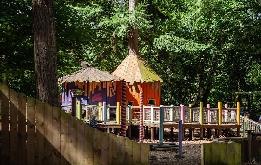 Colourful treehouses in Toddlewood on the Hill at BeWILDerwood