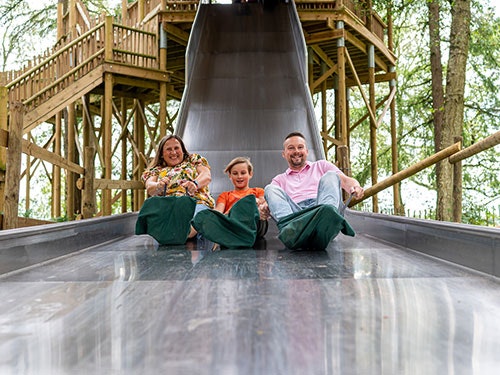 A family slide with a big slide at BeWILDerwood